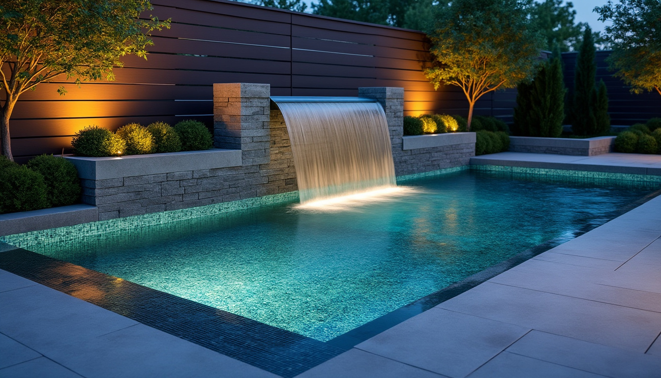 découvrez l'élégance unique d'une piscine avec une cascade spectaculaire, alliant beauté et détente pour un espace extérieur exceptionnel.